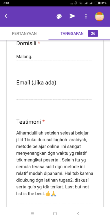 Testimoni peserta kursus bahasa Arab ABBA 1